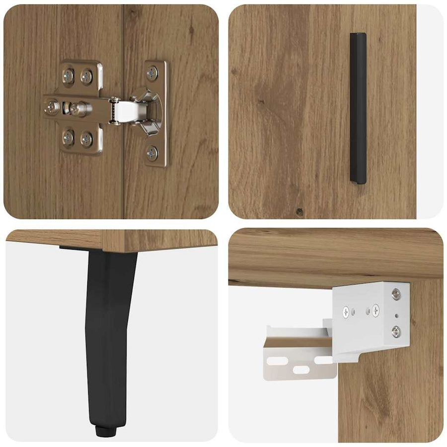 Hoge kast 2 pcs Artisan Eiken Geengineerd Hout en Glas