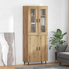 Tall Cabinet 2 pcs Engineered Wood and Glass Artisan Oak