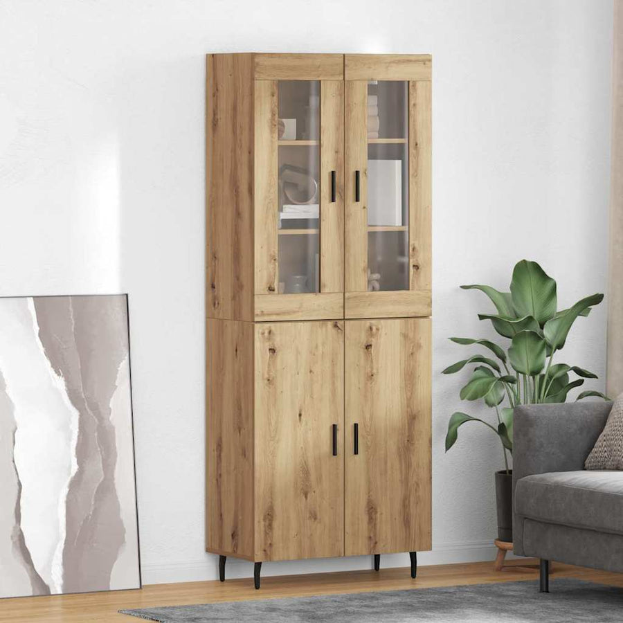 Hoge kast 2 pcs Artisan Eiken Geengineerd Hout en Glas