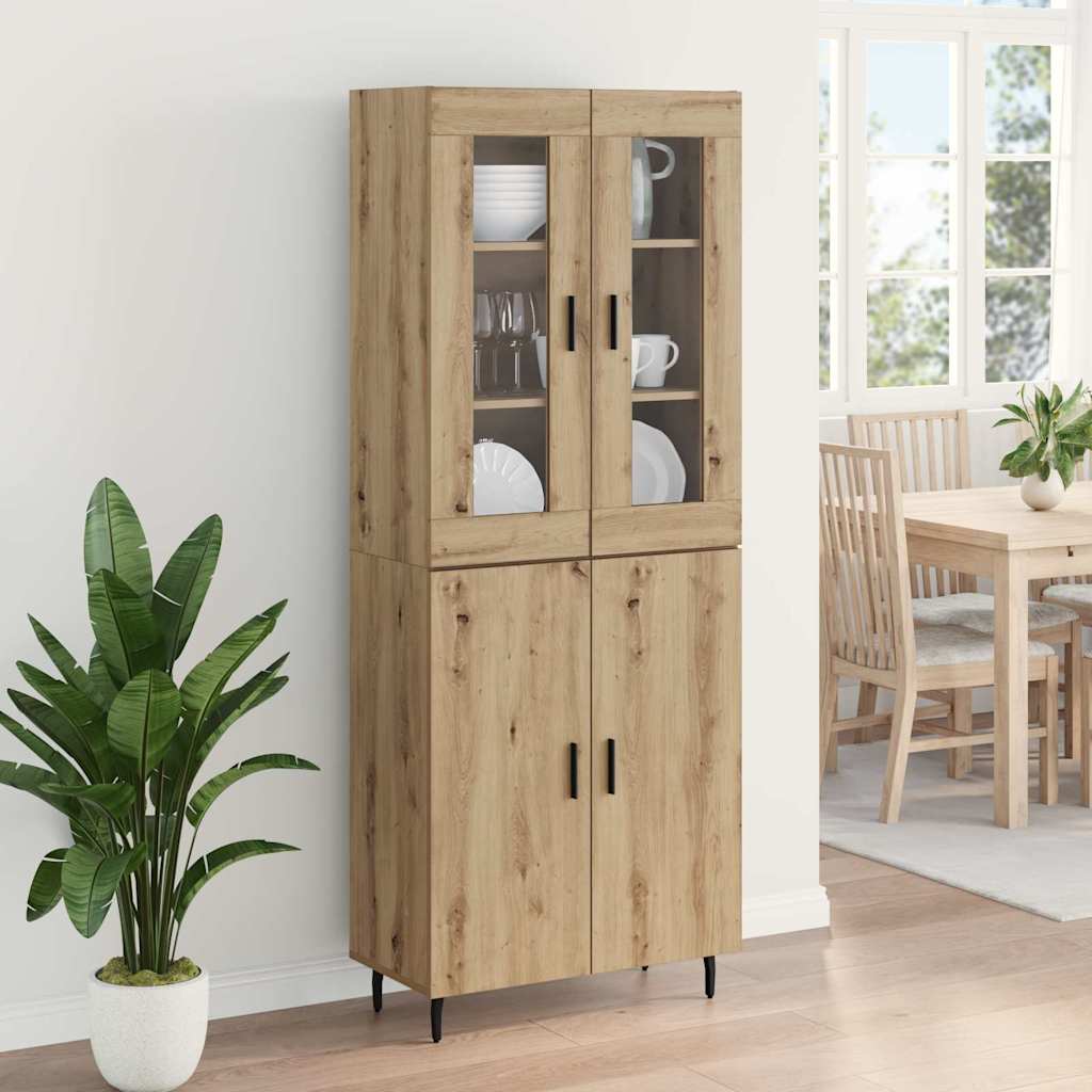 Hoge kast 2 pcs Artisan Eiken Geengineerd Hout en Glas