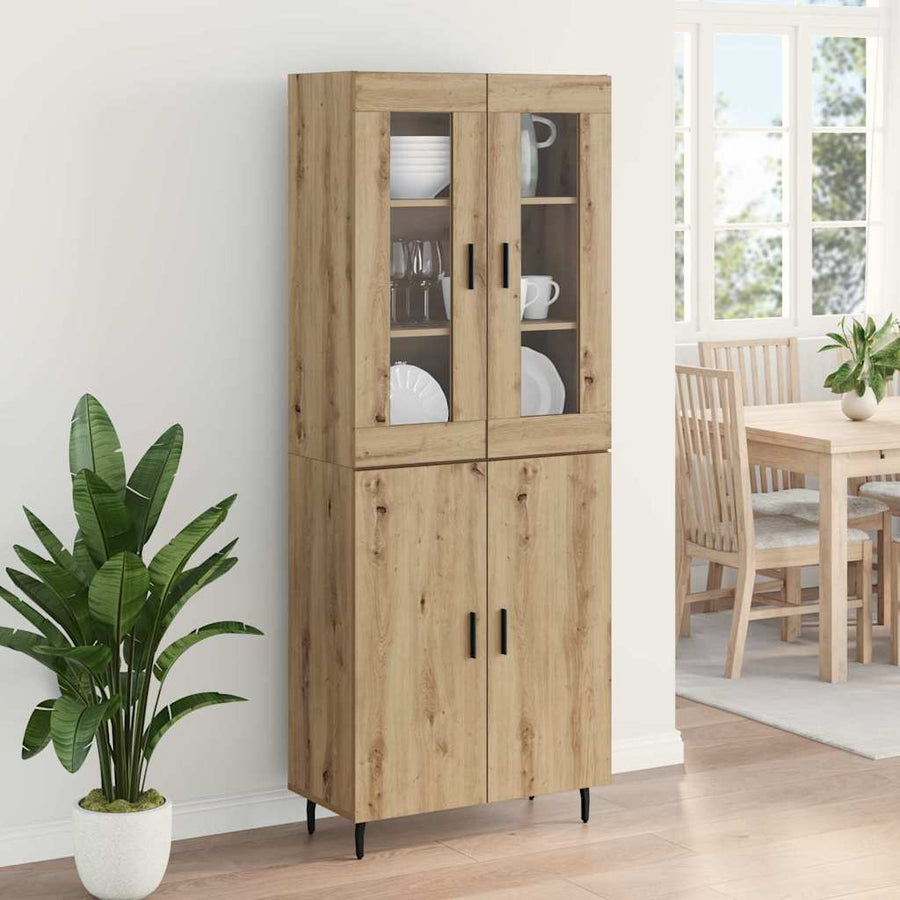Hoge kast 2 pcs Artisan Eiken Geengineerd Hout en Glas