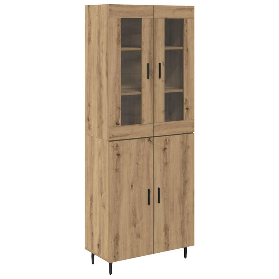 Hoge kast 2 pcs Artisan Eiken Geengineerd Hout en Glas