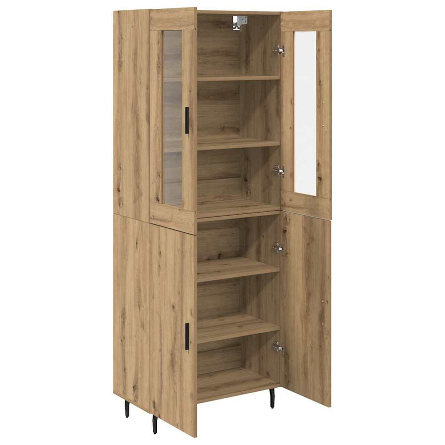 Hoge kast 2 pcs Artisan Eiken Geengineerd Hout en Glas