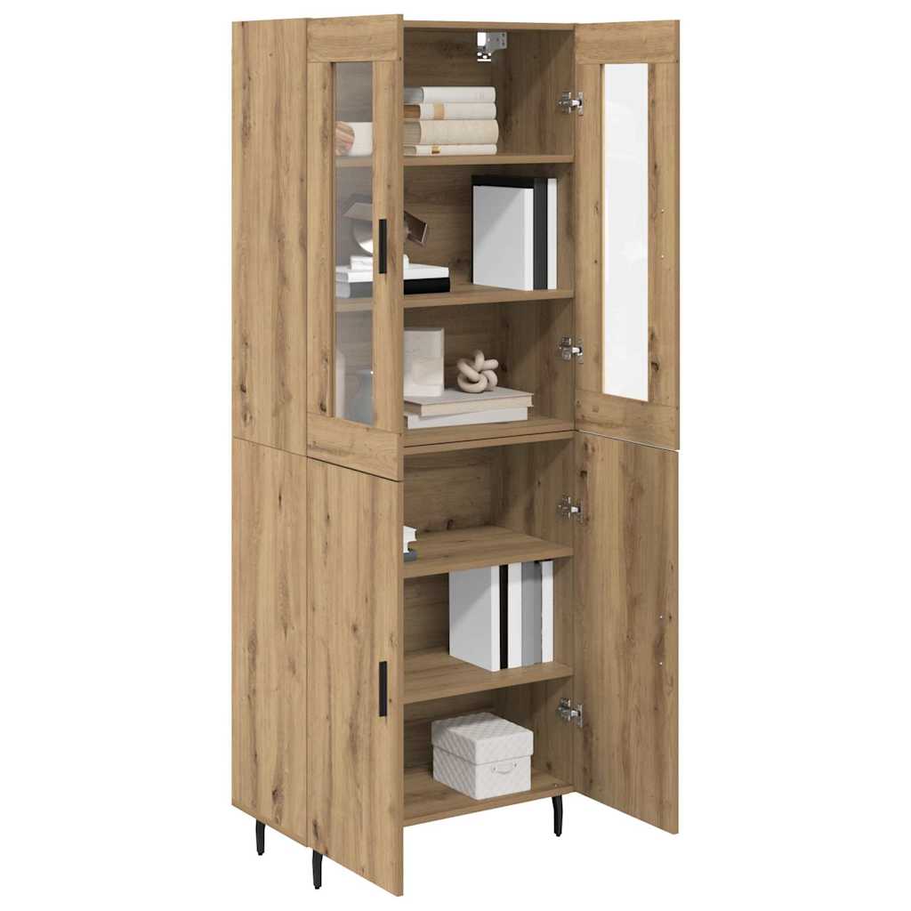 Hoge kast 2 pcs Artisan Eiken Geengineerd Hout en Glas