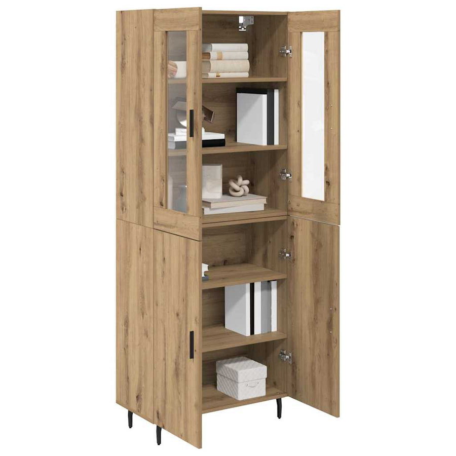 Hoge kast 2 pcs Artisan Eiken Geengineerd Hout en Glas