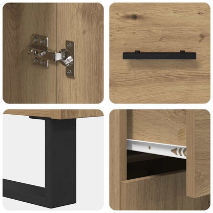 Hoge kast met lade 2 pcs Artisan Eiken Geengineerd Hout en Glas
