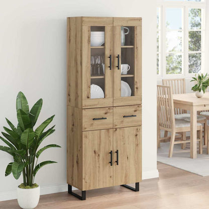 Hoge kast met lade 2 pcs Artisan Eiken Geengineerd Hout en Glas