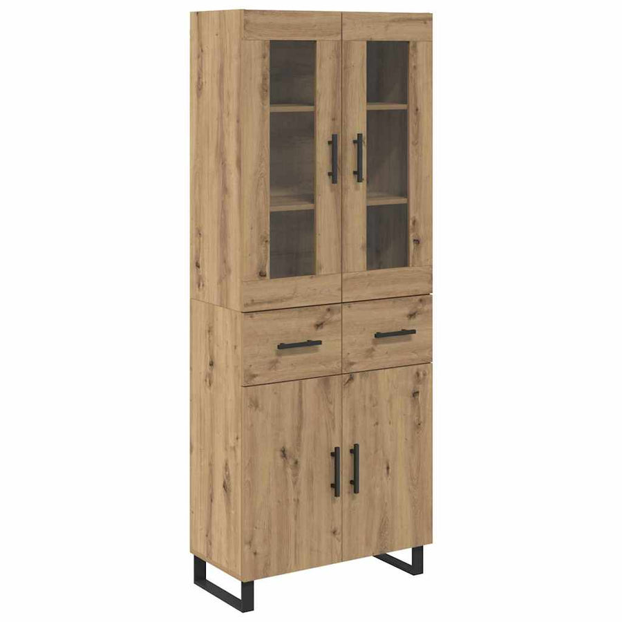 Hoge kast met lade 2 pcs Artisan Eiken Geengineerd Hout en Glas