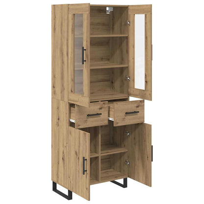 Hoge kast met lade 2 pcs Artisan Eiken Geengineerd Hout en Glas