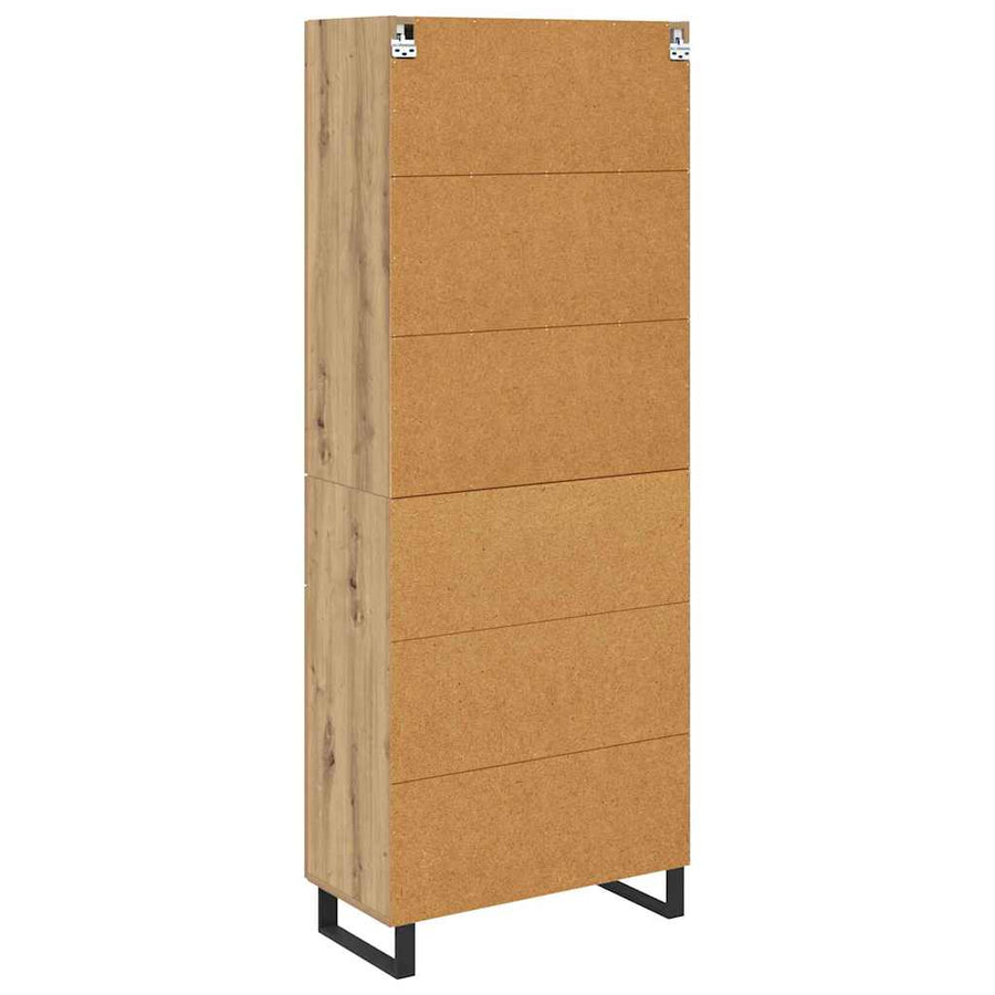 Hoge kast met lade 2 pcs Artisan Eiken Geengineerd Hout en Glas