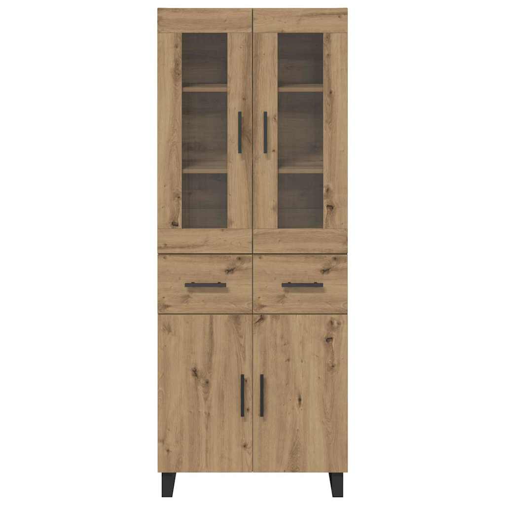 Hoge kast met lade 2 pcs Artisan Eiken Geengineerd Hout en Glas