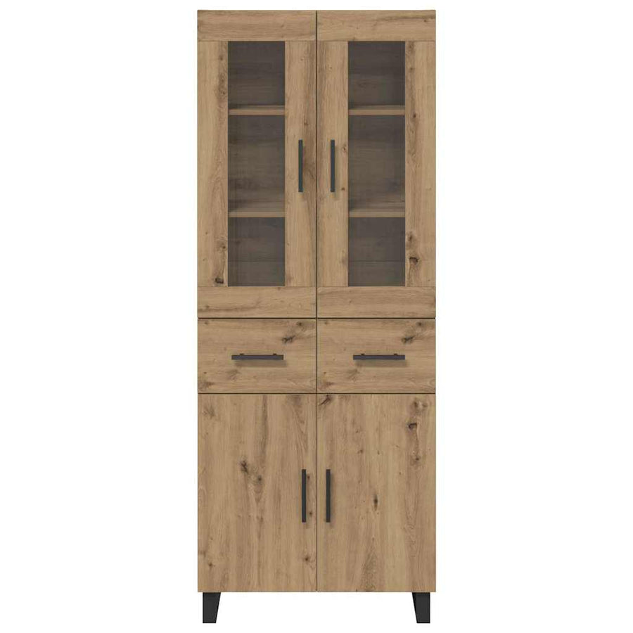 Hoge kast met lade 2 pcs Artisan Eiken Geengineerd Hout en Glas