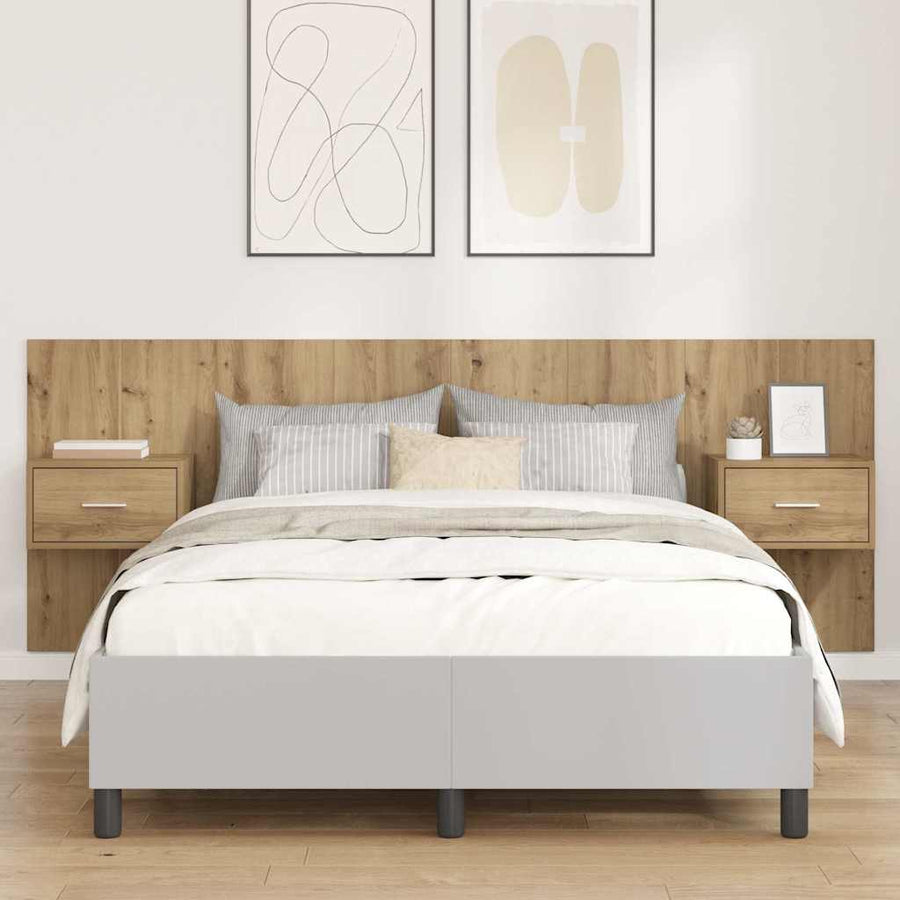 Hoofdbord Met Kast met lade 3 pcs Artisan Eiken Bewerkt hout