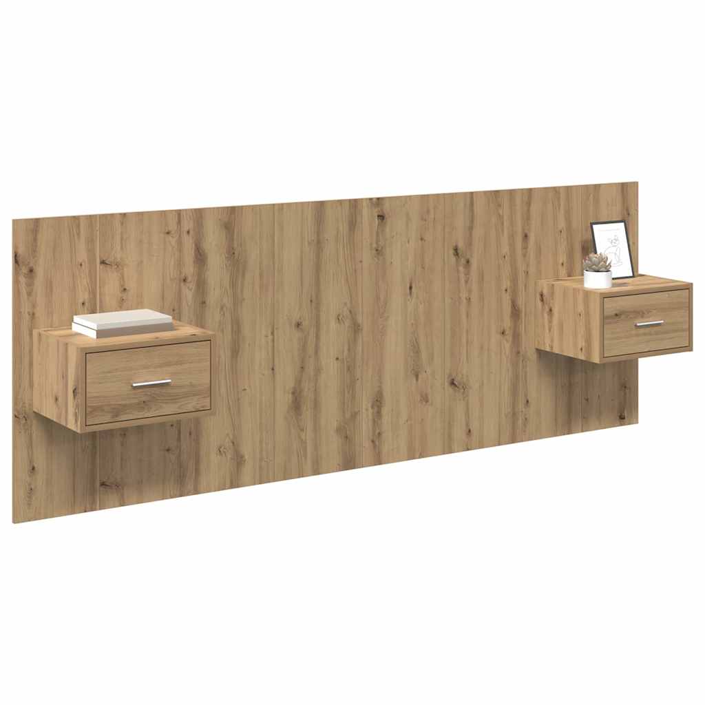 Hoofdbord Met Kast met lade 3 pcs Artisan Eiken Bewerkt hout