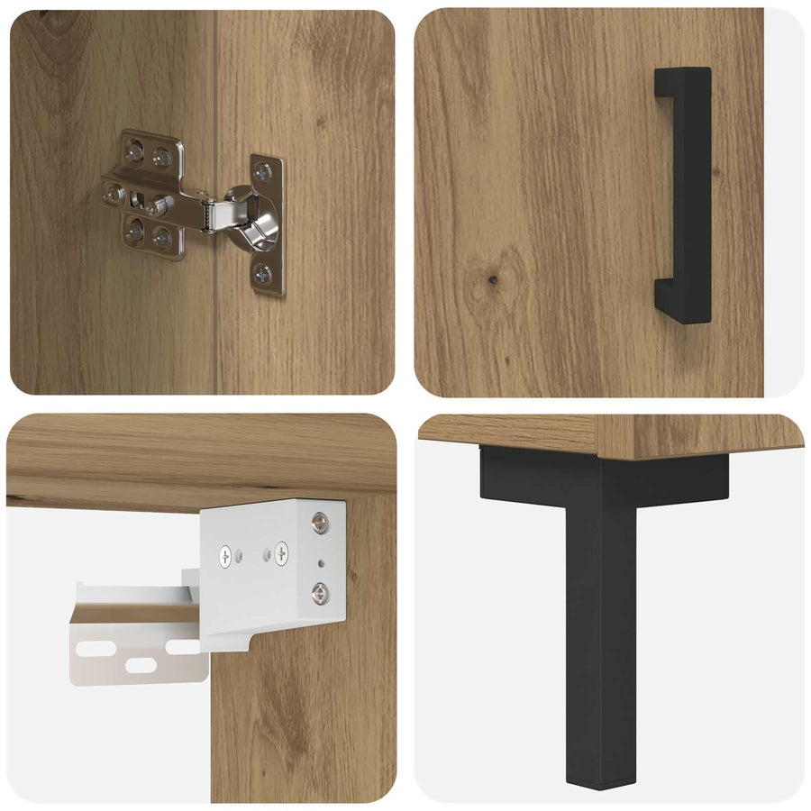 Hoge kast Artisan Eiken 69,5 x 34 x 180 cm Bewerkt hout
