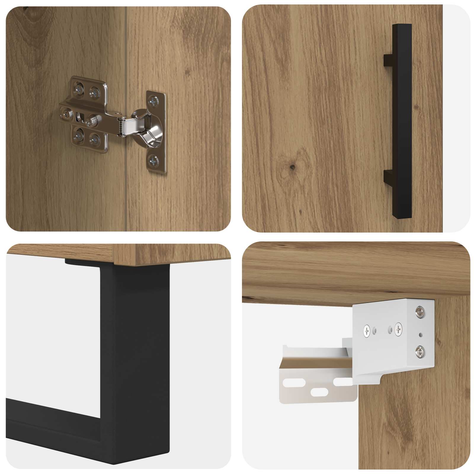 Hoge kast 2 pcs Artisan Eiken Geengineerd Hout en Glas
