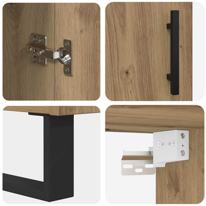 Hoge kast 2 pcs Artisan Eiken Geengineerd Hout en Glas