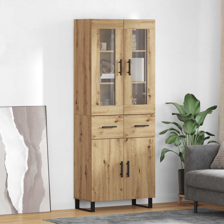 Hoge kast 2 pcs Artisan Eiken Geengineerd Hout en Glas