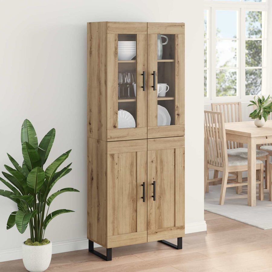 Hoge kast 2 pcs Artisan Eiken Geengineerd Hout en Glas