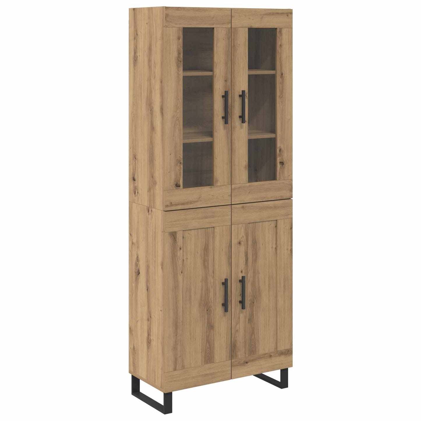 Hoge kast 2 pcs Artisan Eiken Geengineerd Hout en Glas