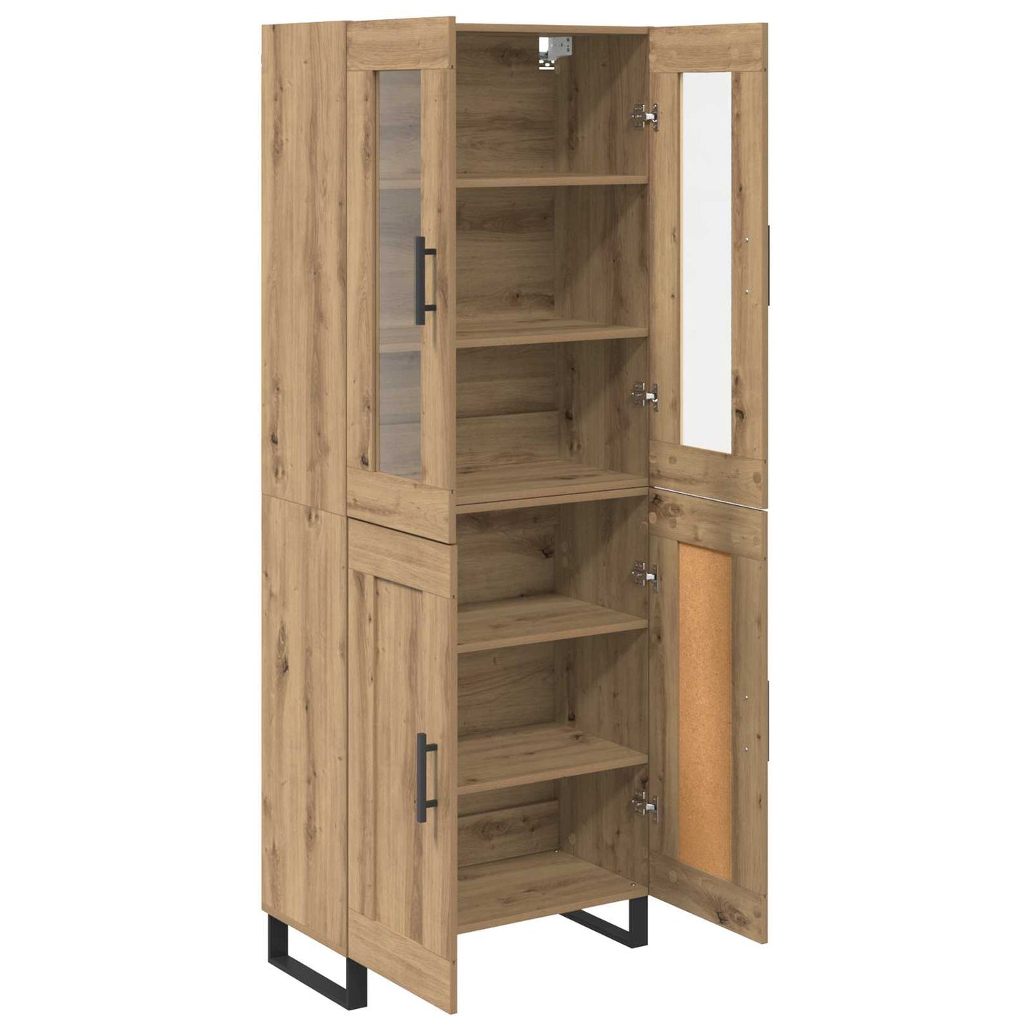 Hoge kast 2 pcs Artisan Eiken Geengineerd Hout en Glas