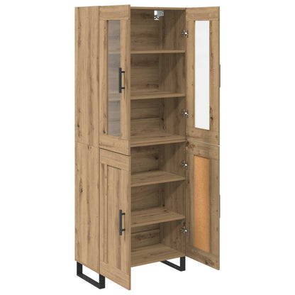 Hoge kast 2 pcs Artisan Eiken Geengineerd Hout en Glas