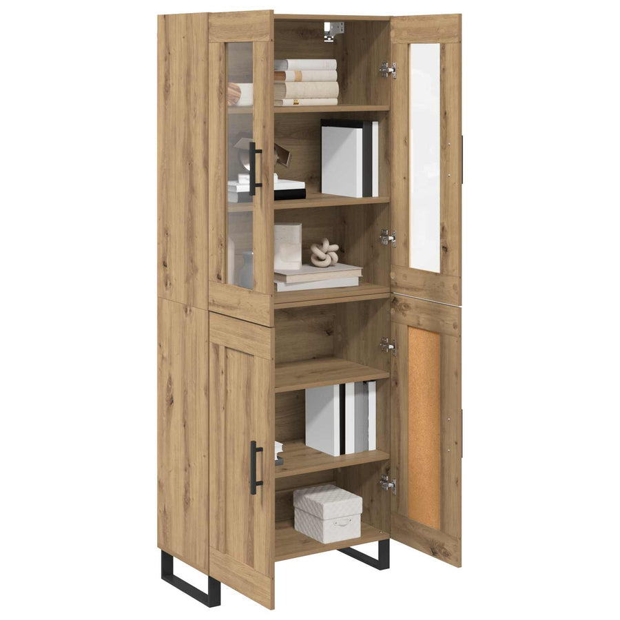 Hoge kast 2 pcs Artisan Eiken Geengineerd Hout en Glas