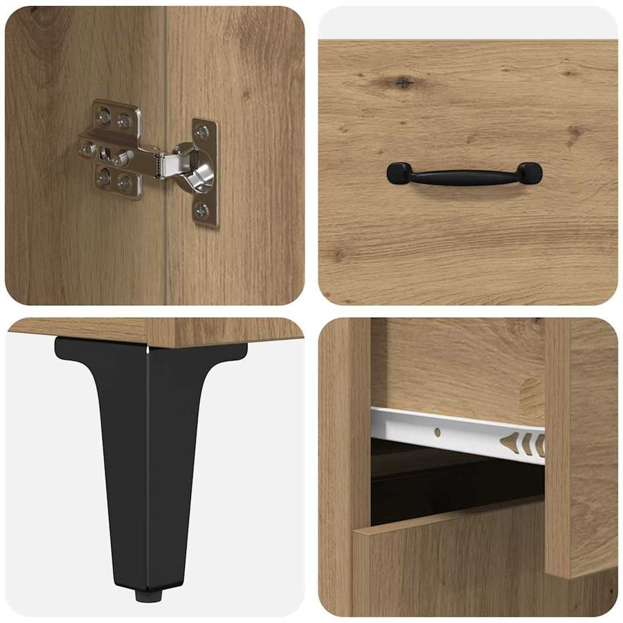 Hoge kast Artisan Eiken 69,5 x 34 x 180 cm Bewerkt hout