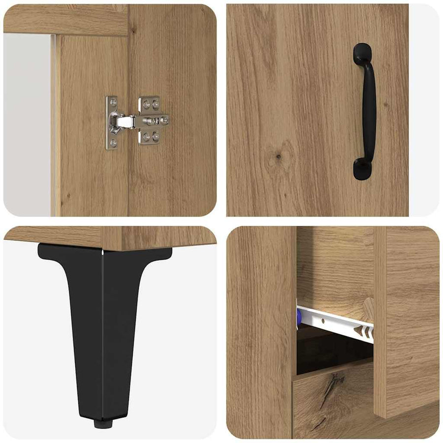 Hoge kast Artisan Eiken 69,5 x 34 x 180 cm Bewerkt hout
