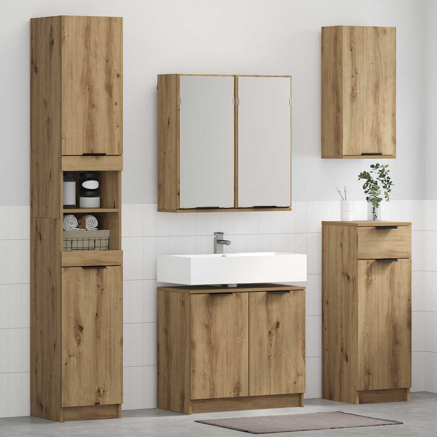 Badkamermeubelset met lade 3 pcs Artisan Eiken Bewerkt hout
