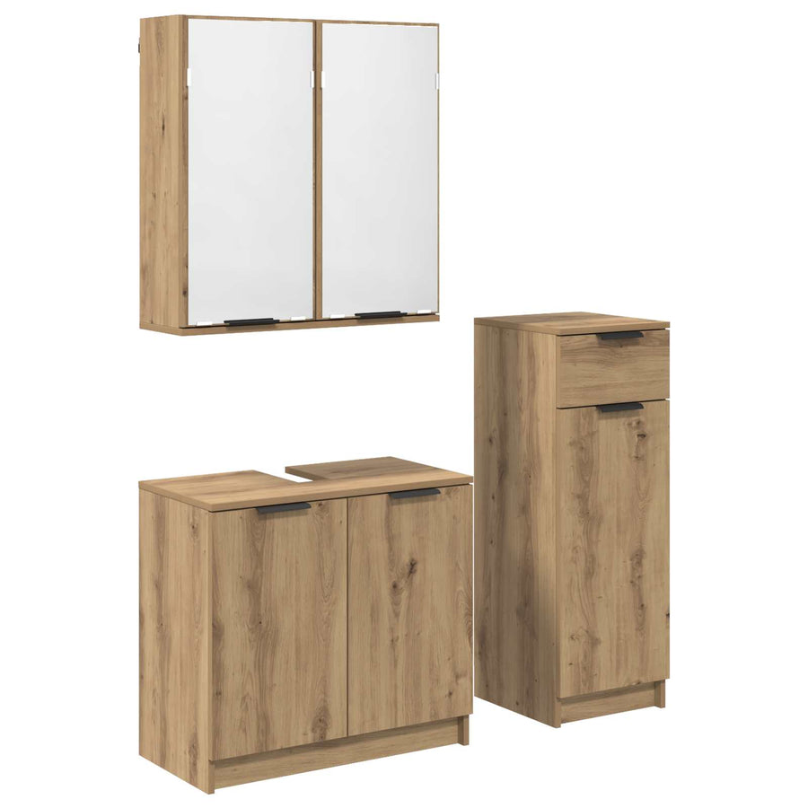 Badkamermeubelset met lade 3 pcs Artisan Eiken Bewerkt hout