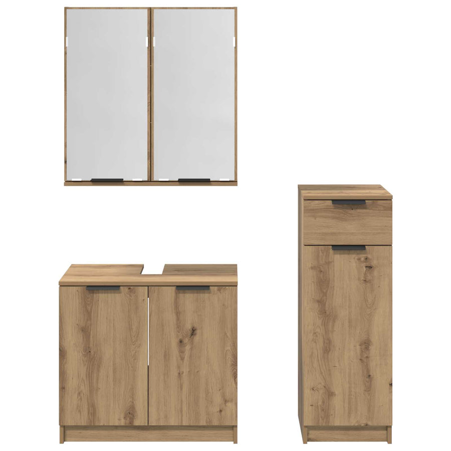 Badkamermeubelset met lade 3 pcs Artisan Eiken Bewerkt hout