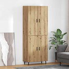 Tall Cabinet 2 pcs Engineered Wood and Glass Artisan Oak