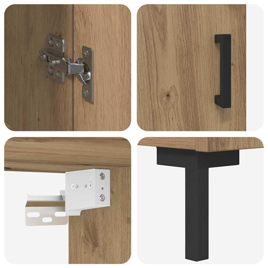 Hoge kast 2 pcs Artisan Eiken Bewerkt hout