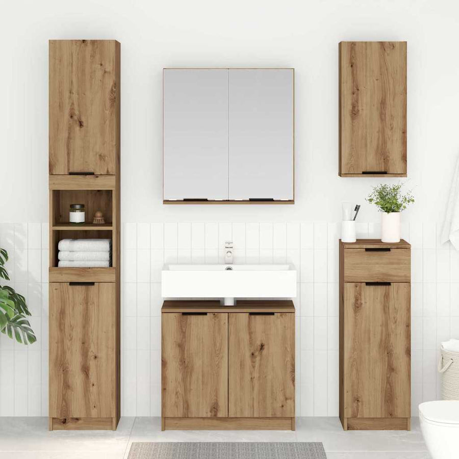 Badkamerkastenset met plank Artisan Eiken Bewerkt hout