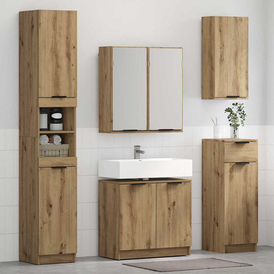 Badkamerkastenset met plank Artisan Eiken Bewerkt hout