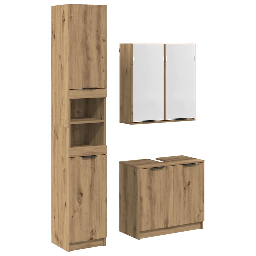 Badkamerkastenset met plank Artisan Eiken Bewerkt hout