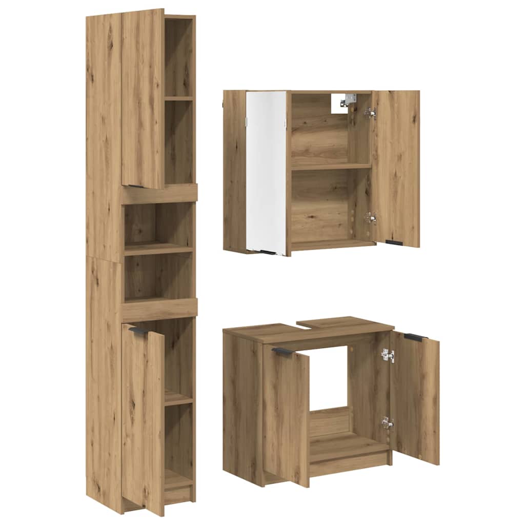 Badkamerkastenset met plank Artisan Eiken Bewerkt hout