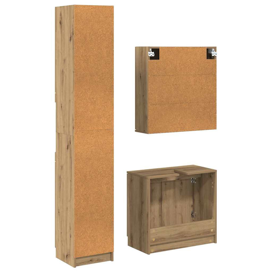 Badkamerkastenset met plank Artisan Eiken Bewerkt hout