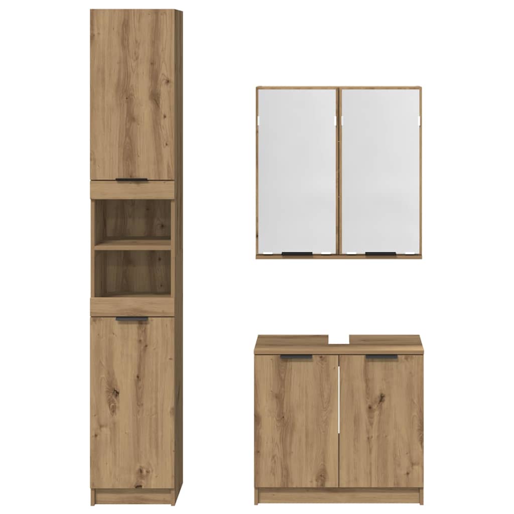 Badkamerkastenset met plank Artisan Eiken Bewerkt hout