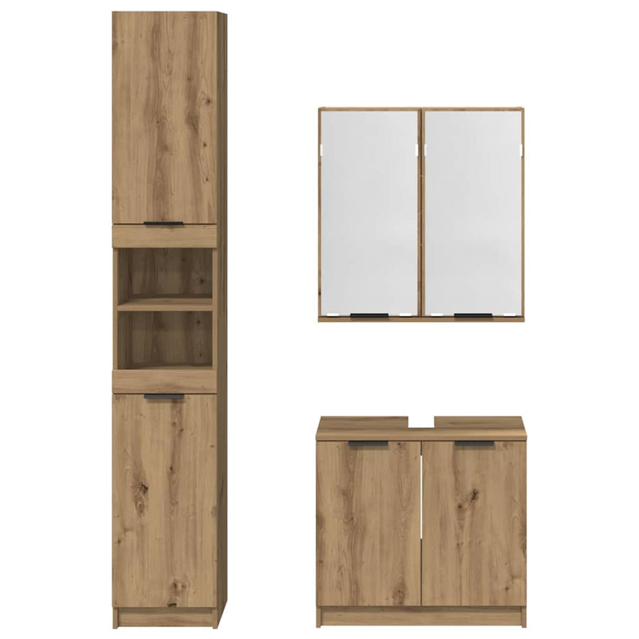 Badkamerkastenset met plank Artisan Eiken Bewerkt hout