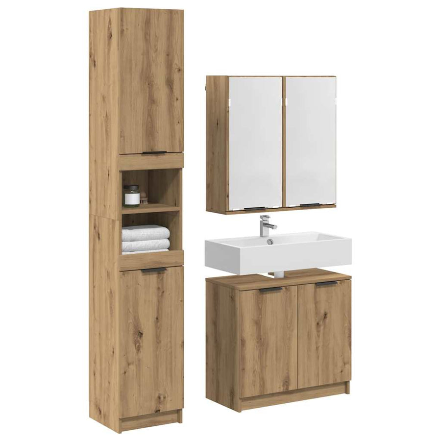 Badkamerkastenset met plank Artisan Eiken Bewerkt hout