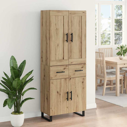Hoge kast met lade 2 pcs Artisan Eiken Geengineerd Hout en Glas