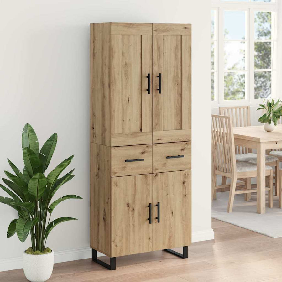 Hoge kast met lade 2 pcs Artisan Eiken Geengineerd Hout en Glas