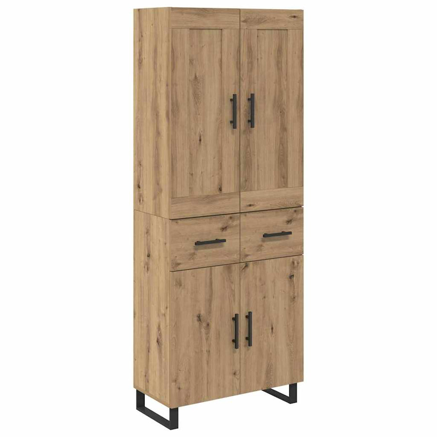 Hoge kast met lade 2 pcs Artisan Eiken Geengineerd Hout en Glas