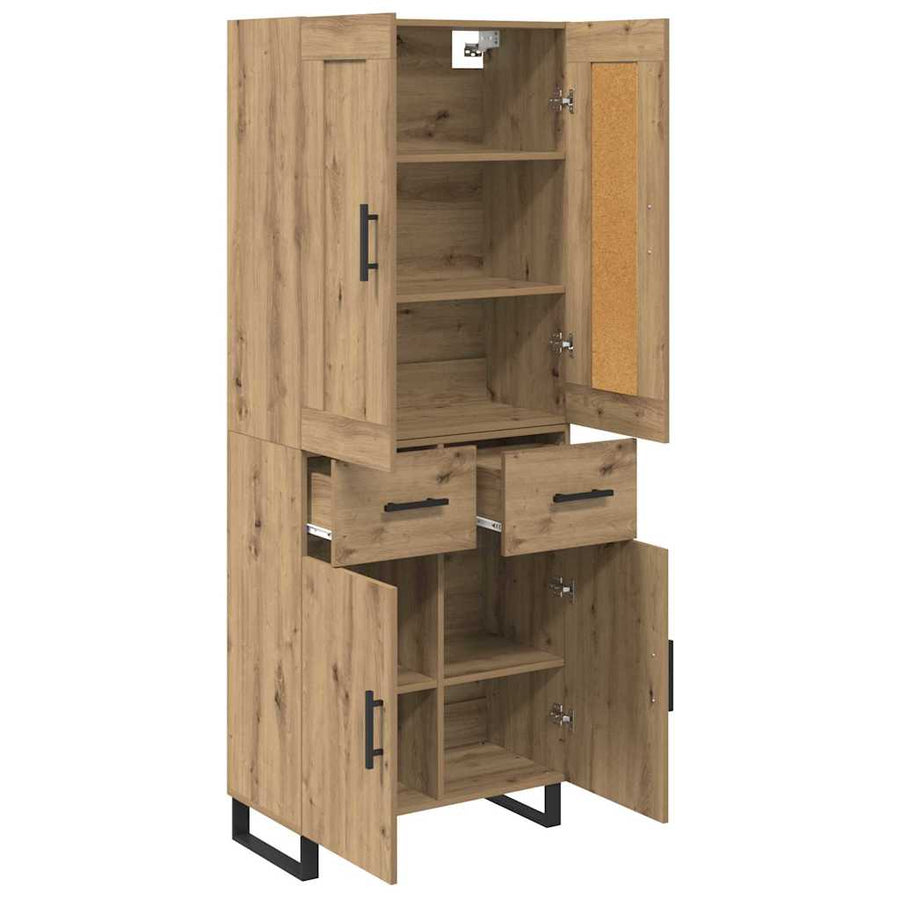 Hoge kast met lade 2 pcs Artisan Eiken Geengineerd Hout en Glas