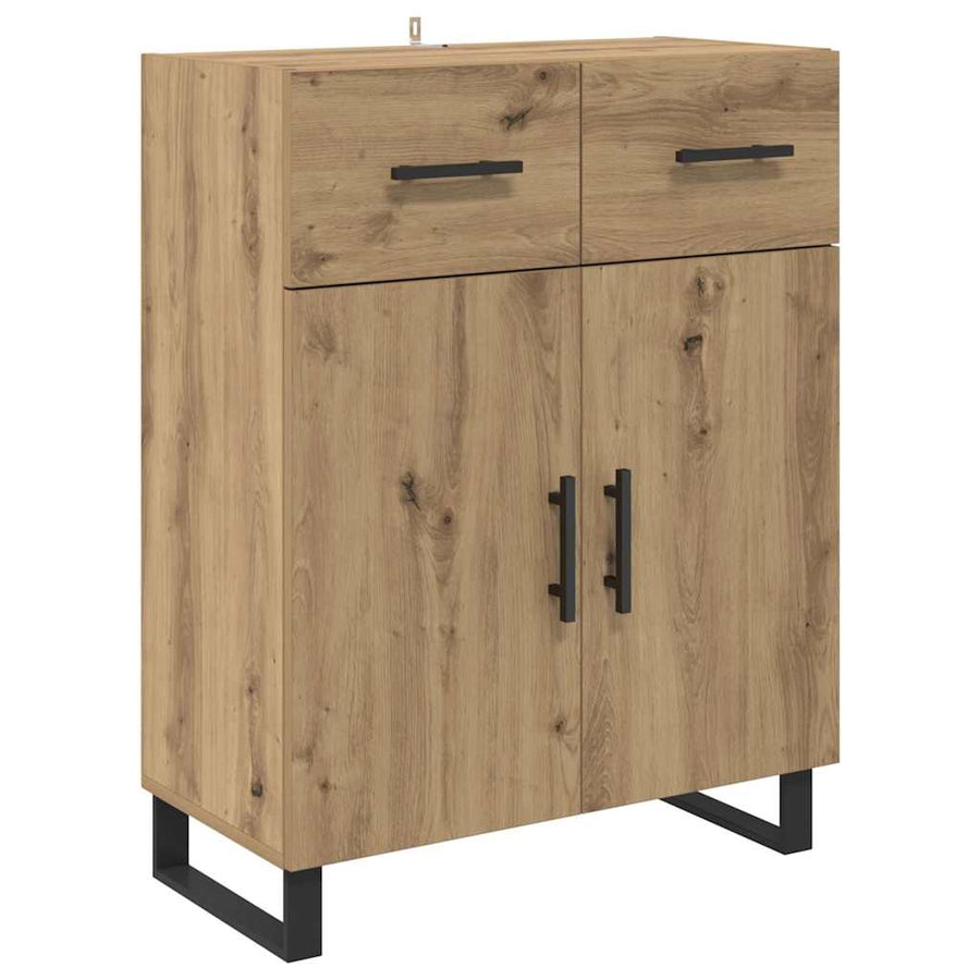 Hoge kast met lade 2 pcs Artisan Eiken Geengineerd Hout en Glas