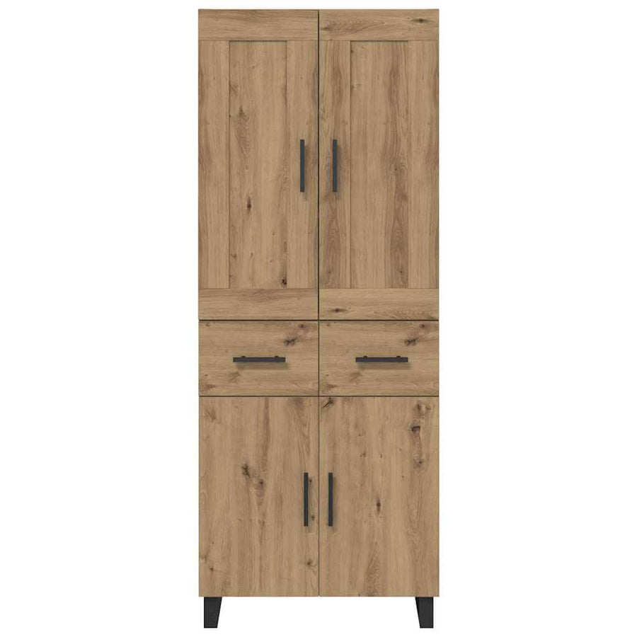 Hoge kast met lade 2 pcs Artisan Eiken Geengineerd Hout en Glas