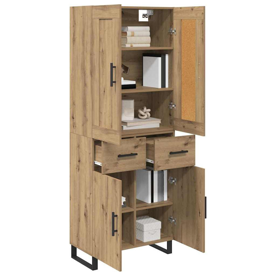 Hoge kast met lade 2 pcs Artisan Eiken Geengineerd Hout en Glas