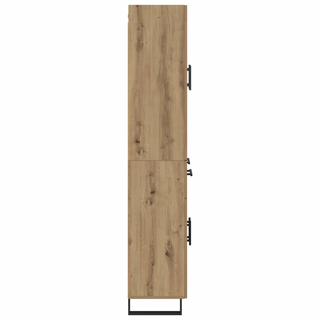 Hoge kast met lade 2 pcs Artisan Eiken Geengineerd Hout en Glas